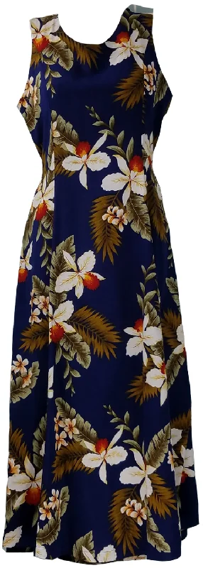 Savings Spectacular Tie Back Dress Hawaiian Orchid Navy 909R
