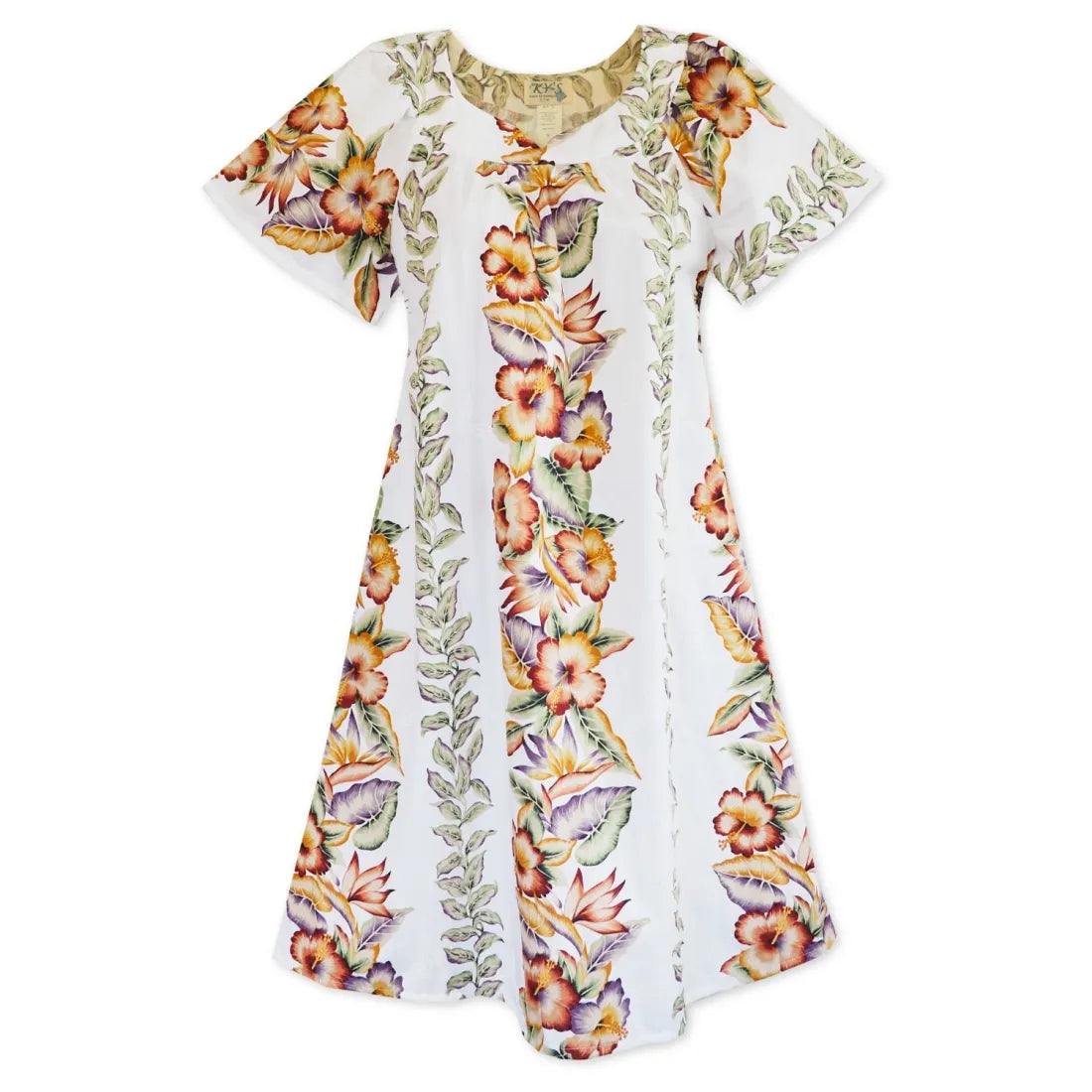 Incredible Offers Lei of Aloha White Hawaiian Maile Tea Muumuu Dress