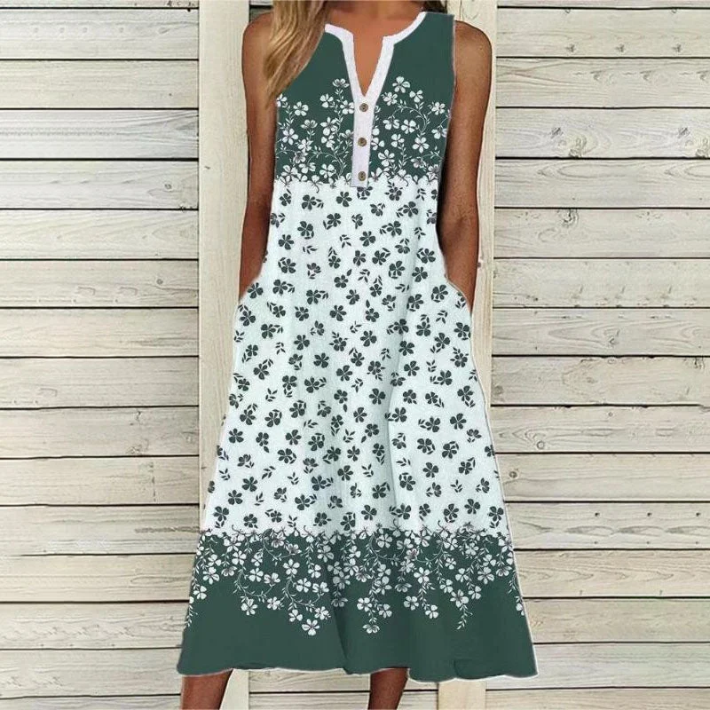 Great Bargains party dressCasual Floral Sleeveless Dress