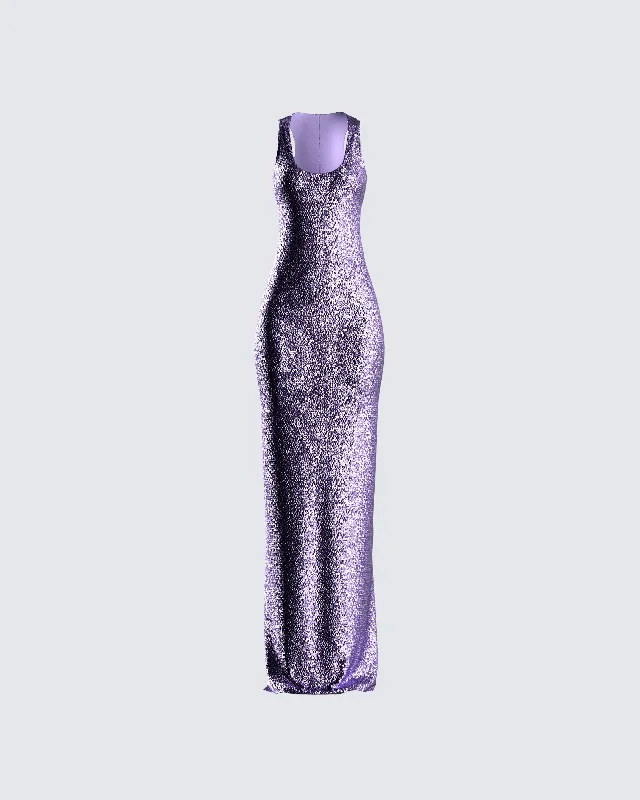 Sale Event wrap dressElsa Lilac Sequin Sleeveless Gown