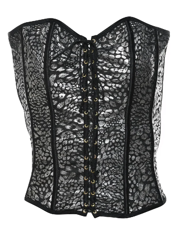 Bargain Prices contemporary coatBlack & Silver Animal Print 1990s Corset - S