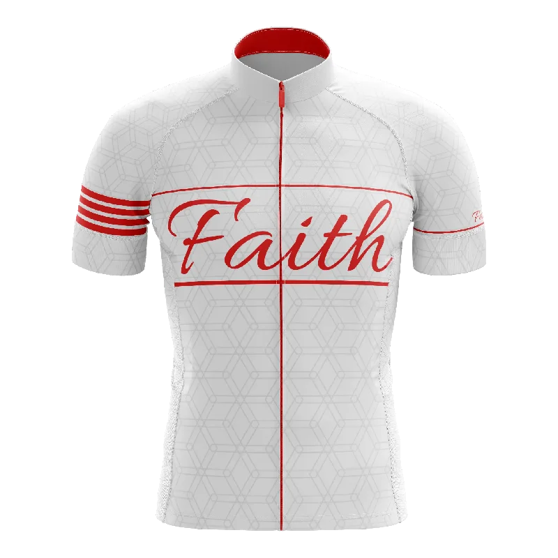 performance hoodie for gymFaith White & Red Short Sleeve Cycling Jersey