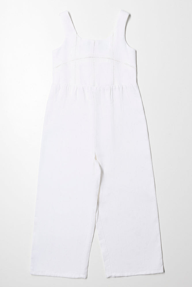 relaxed fit dressLace Trim Jumpsuit White