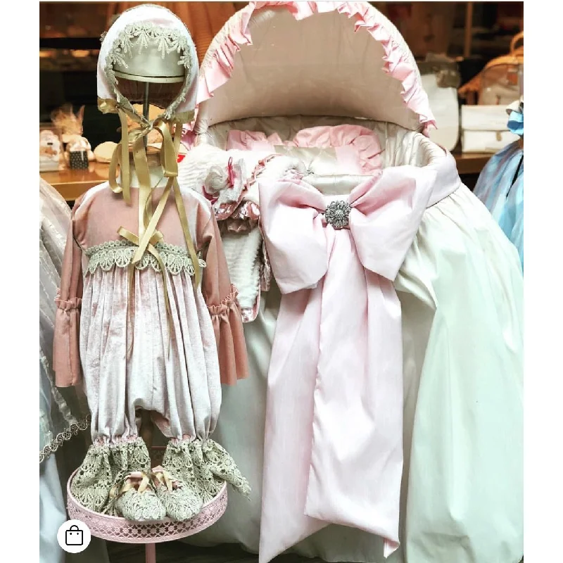 Great Deals lace dressIvory and Pink Silk Bassinet