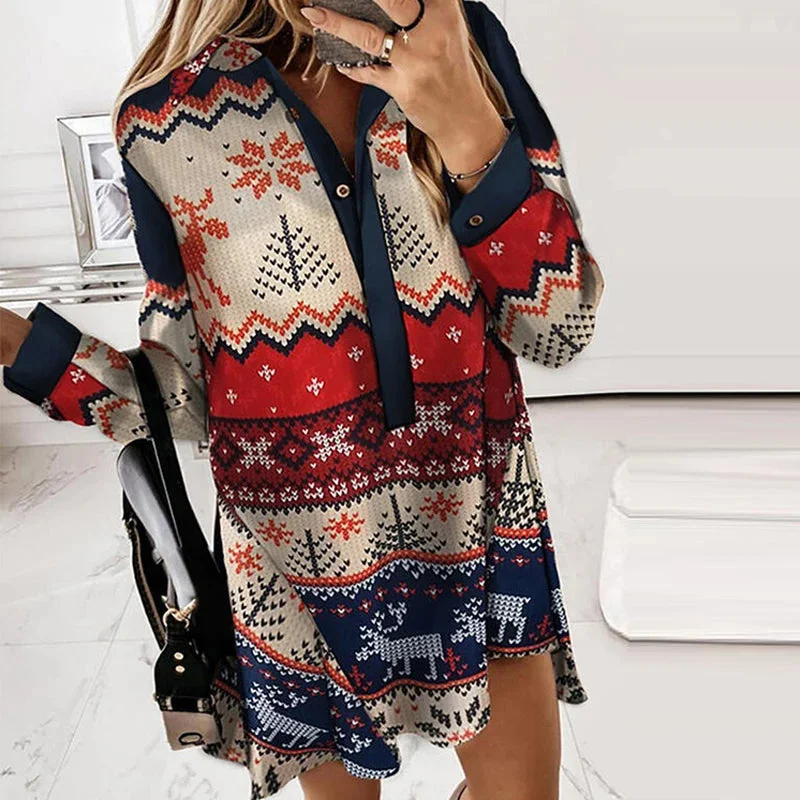 Huge Discounts trendy bodycon dressCasual Christmas Shirt Dress