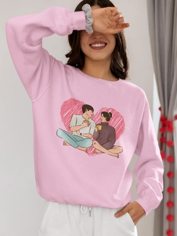 soft athletic sweatshirtWomen Light Pink Sweatshirt Perfect Coffee Date