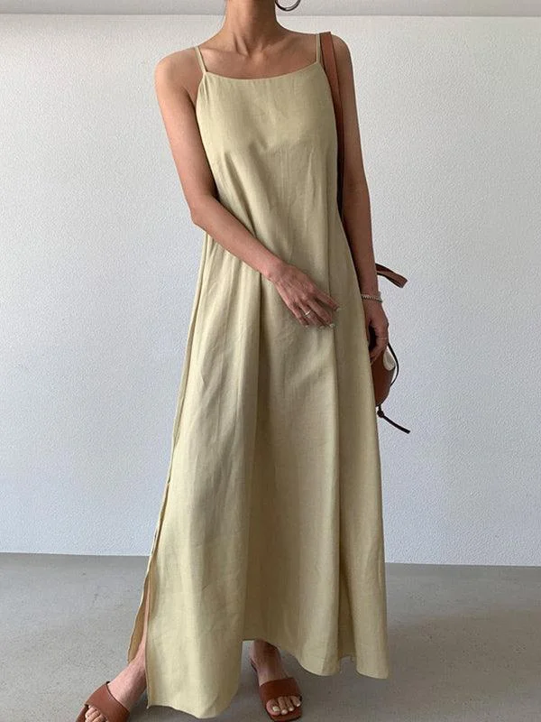 playful dressVibeMartini-Versatile Loose Casual Slit Over Knee Long Sling Dress