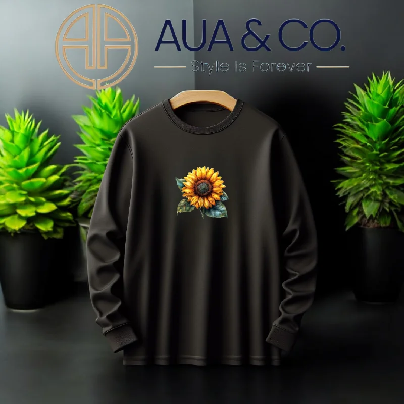 cool workout sweatshirt*AUA&CO Winter Sunflower Sweatshirt – Comfortable Casual Wear for Everyday Style 🌻*