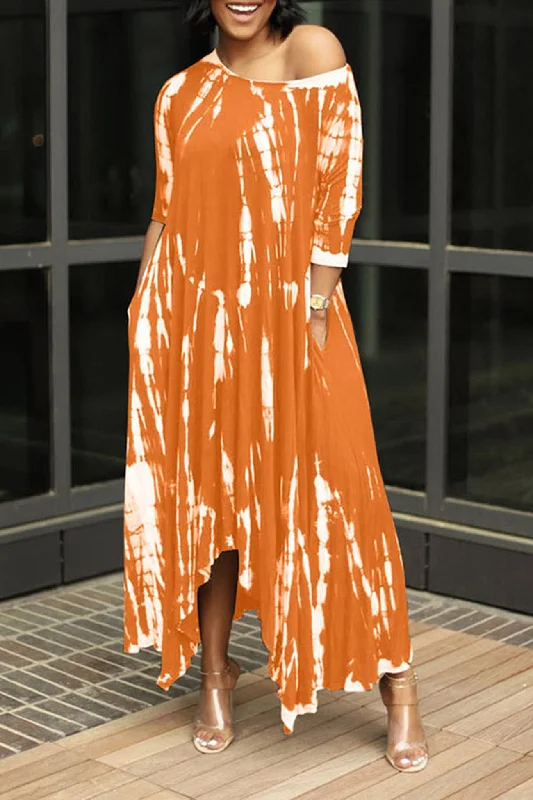 oversized dressTie Dye Print Irregular Dress