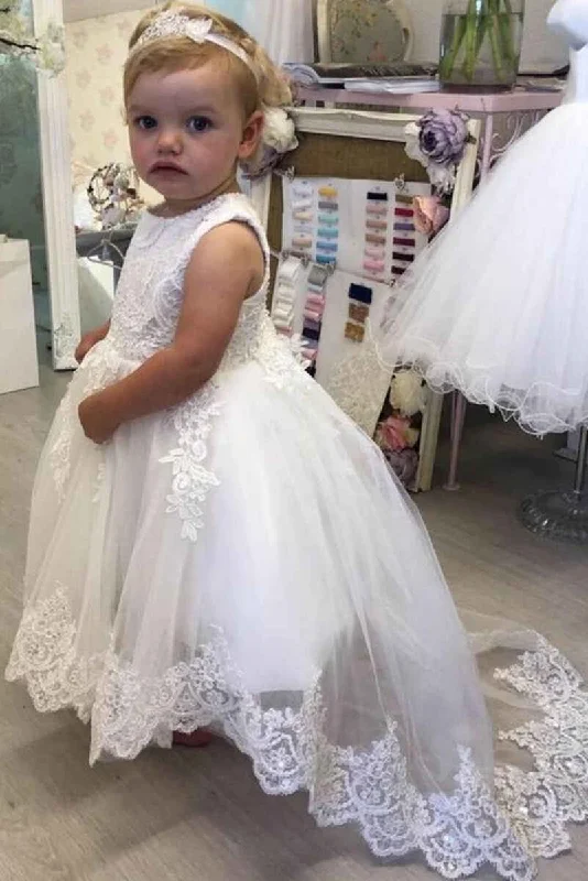 Sale Event boho dressWhite Lace Cap Sleeve Flower Girl Dress