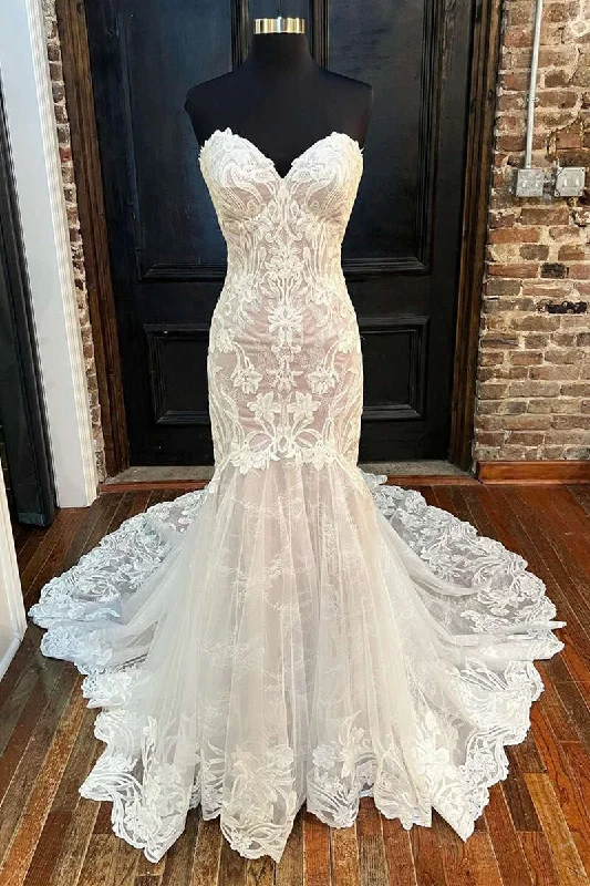 Online Specials statement dressIvory Strapless Mermaid Long Wedding Dress