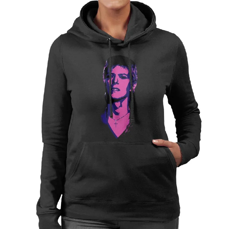 Deep Discounts oversized hooded sweatshirtoversized hooded sweatshirtTV Times Pop Star David Bowie Portrait 1977 Pop Art Stylised Women's Hooded Sweatshirt