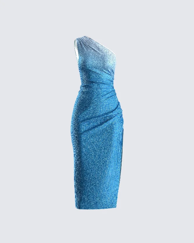 Deal Alert printed dressLiana Blue Ombre Rhinestone Dress