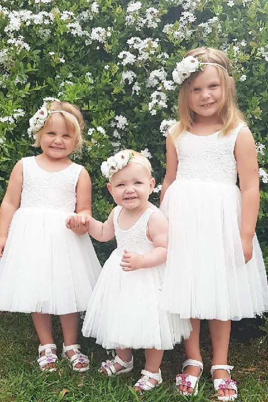 Price Reduction t-shirt dressCute Ball Gown White Flower Girl Dress with Appliques