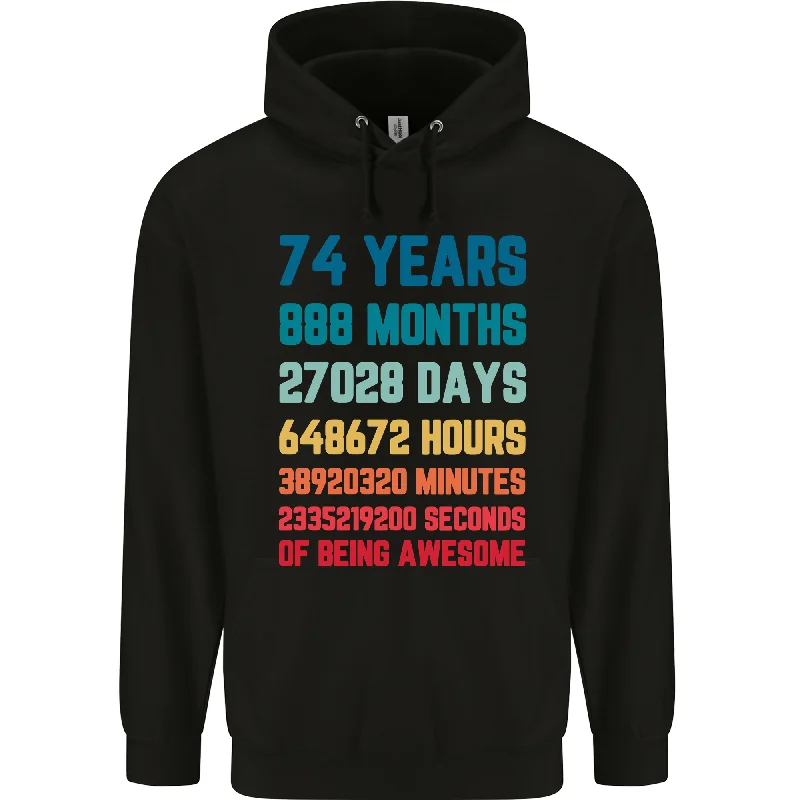 trendy zip-up hoodie74th Birthday 74 Year Old Mens 80% Cotton Hoodie