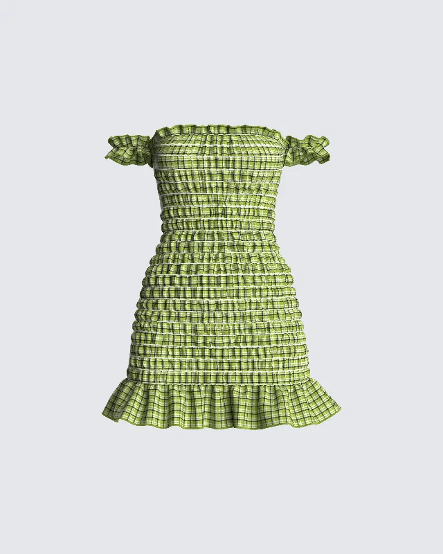 Don’t Miss Out casual summer dressEverly Green Plaid Mini Dress