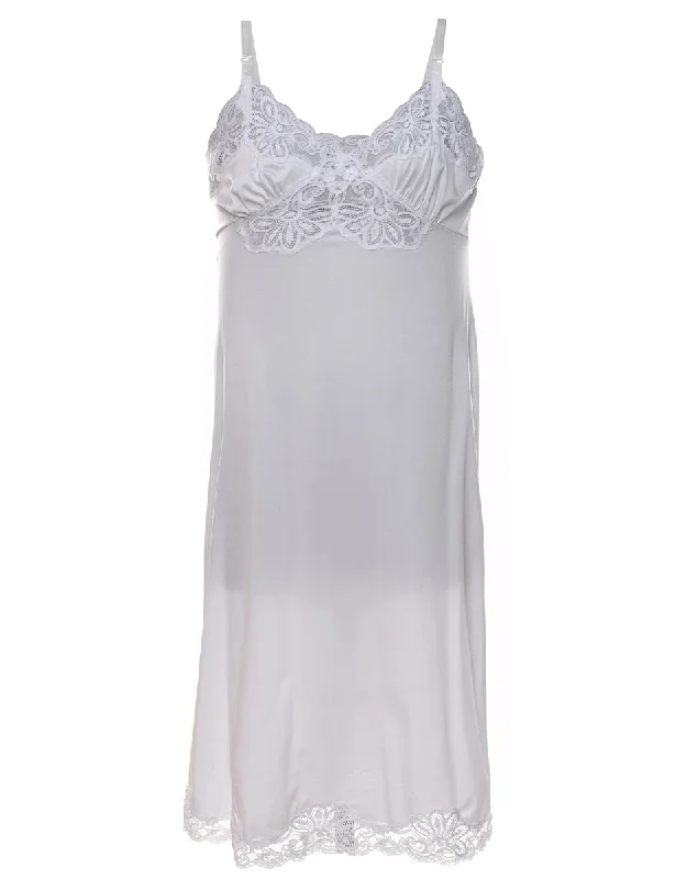 Year-End Clearance oversized trench coatWhite Lace Trim Slip Dress - S