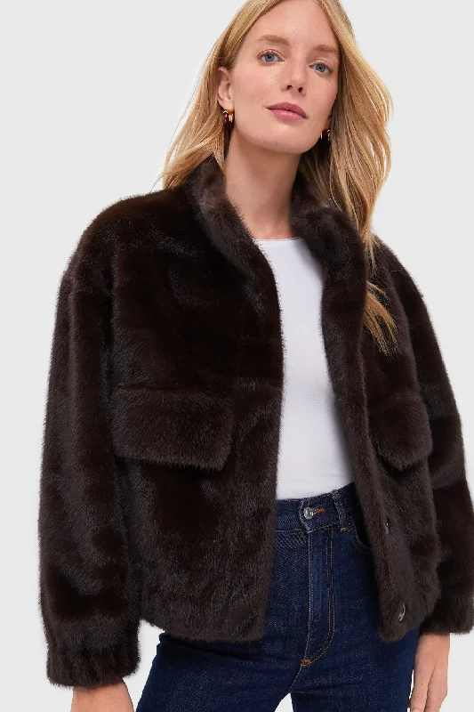 utility coatFaux Fur Chocolate Paros Coat