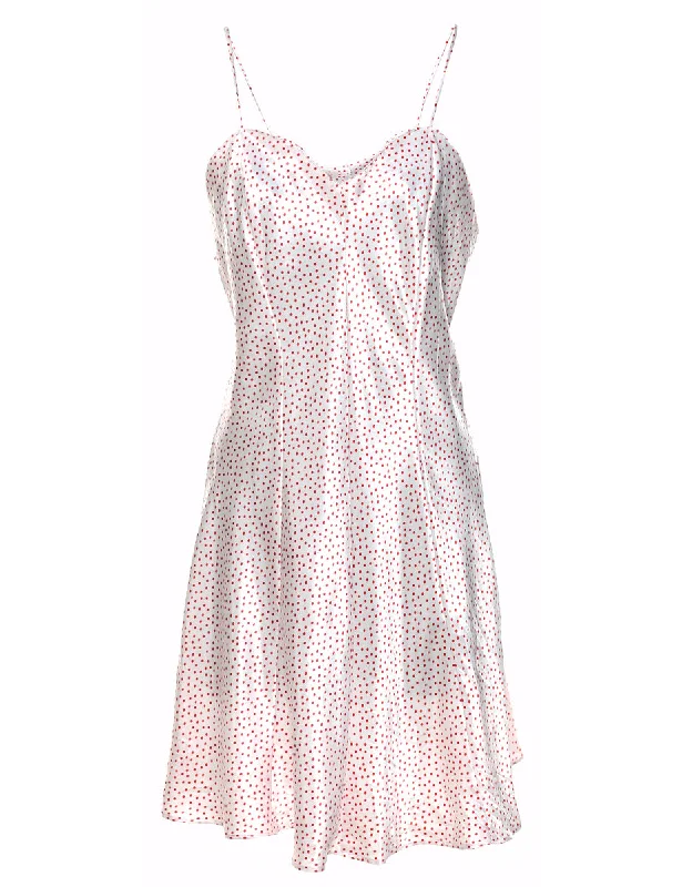 Midnight Madness modern coatWhite & Red Polka Dot Print Slip Dress - S