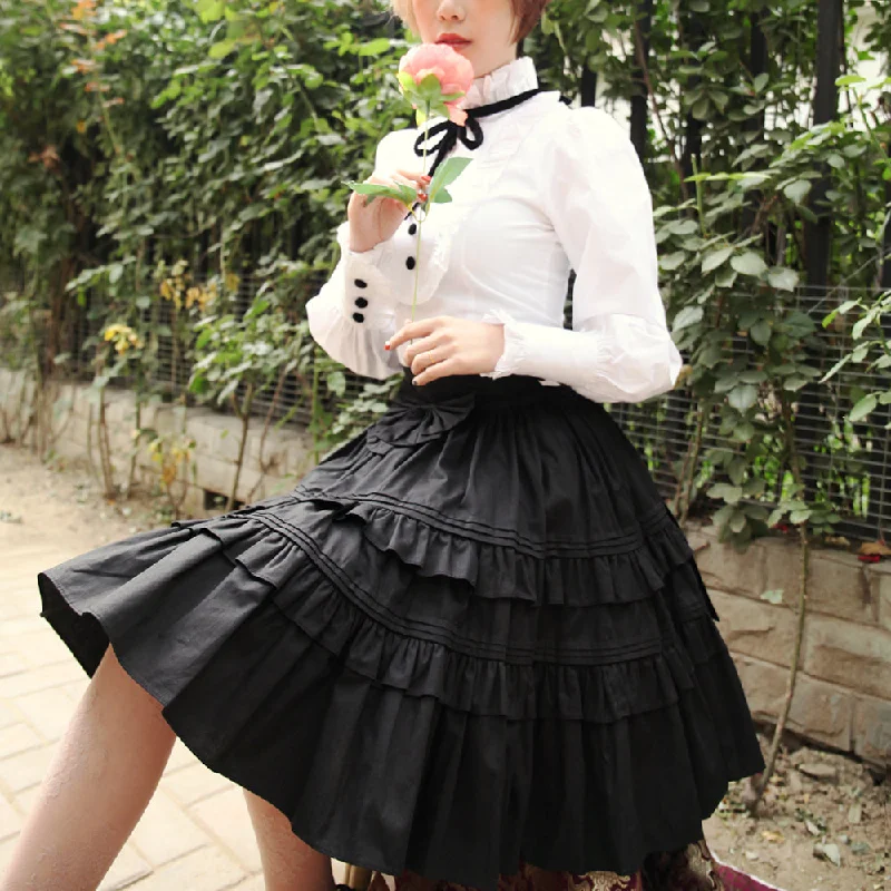 flowy evening dressLace Garden~Classic Lolita Black SK Puffy Skirt