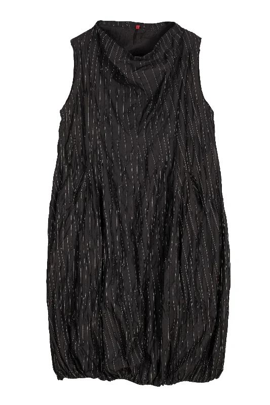 Act Now POLISHED COTTON RANDOM TUCK VOILE PUMPKIN DRESS - rc1442-blk -