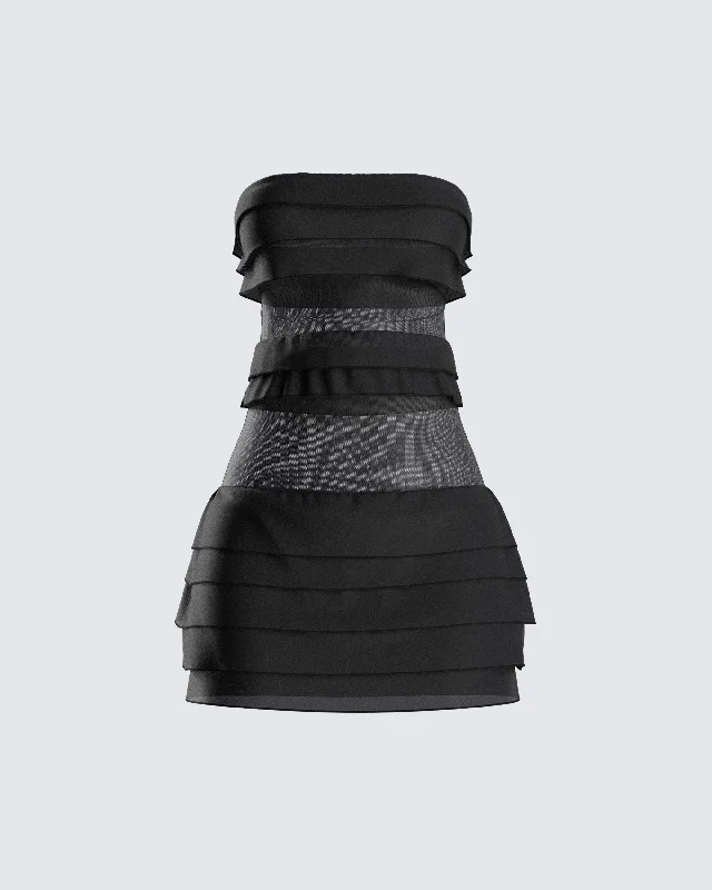 fitted cocktail dressIssa Black Tiered Mini Dress