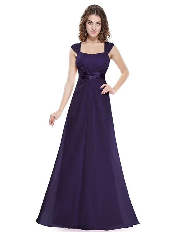 Lowest Price A-Line Evening Gown Beautiful Back Dress Wedding Guest Floor Length Sleeveless Scoop Neck Chiffon with Ruched