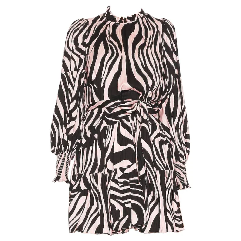 comfy dressKali Long Sleeve Mini Dress Zebra Bark Giant Misty Pink in Zebra Bark Giant Misty Pink