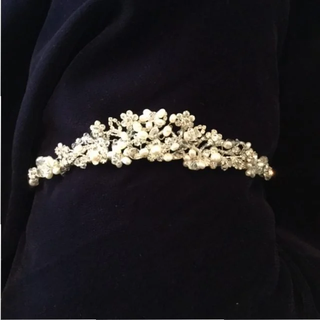 Price Slash silk dressPearl Blooms Tiara