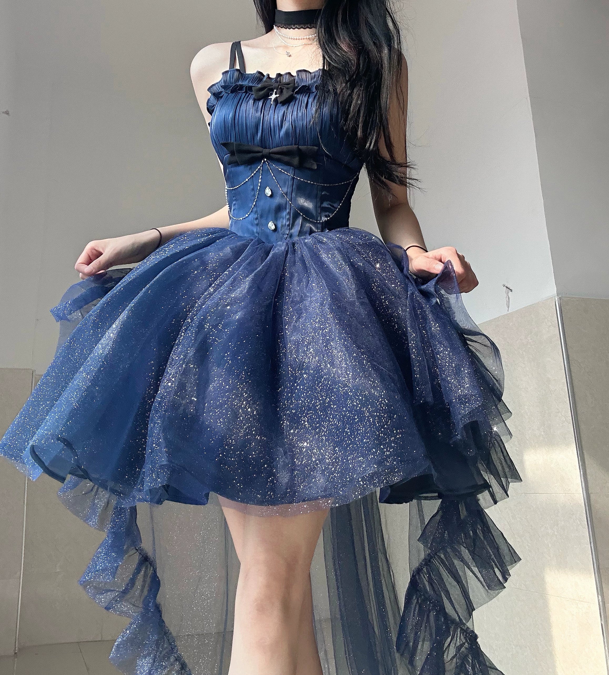 Overstock ruffle dress(BFM)Platycodon House~Polaris~Luxury Lolita Dress Star Tulle Princess Lolita Gown