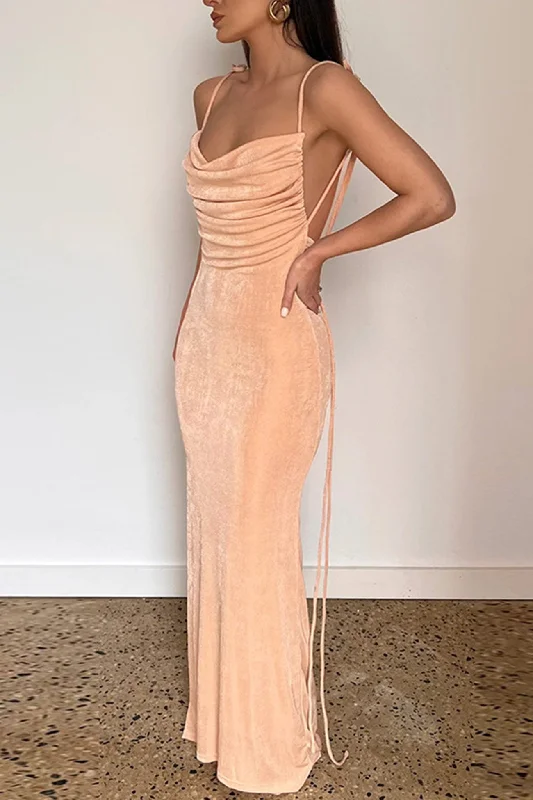 fitted bodycon dressRuched Strappy Backless Maxi Dress