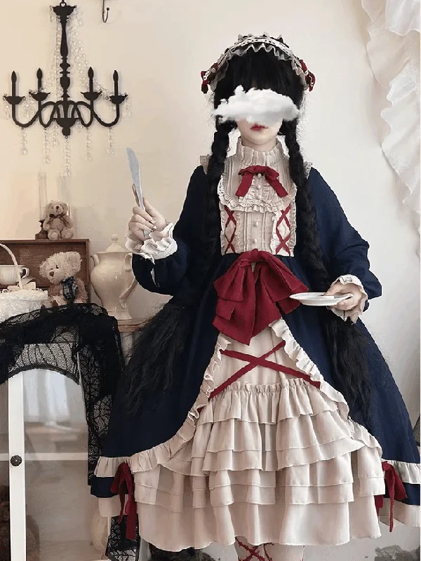 Warehouse Sale stylish dressNiu Niu~Plus Size Lolita OP Dress Halloween Retro Daily Dress