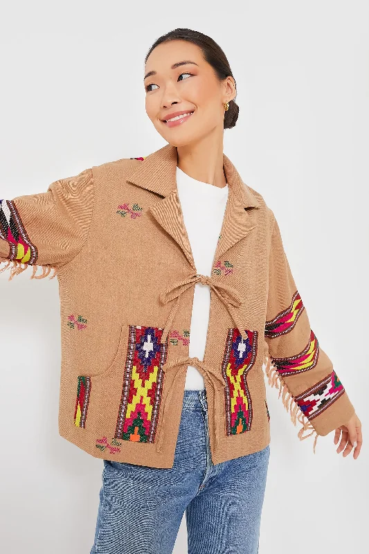 stylish peacoatTan Dune Western Blanket Jacket