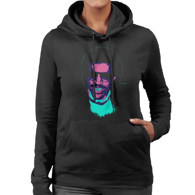 Bonus Savings minimalist hooded sweatshirtminimalist hooded sweatshirtTV Times Pop Singer Lionel Richie 1985 Pop Art Stylised Women's Hooded Sweatshirt