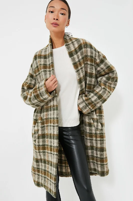 cozy winter coatKhaki Ecru Plaid Gabriel Coat