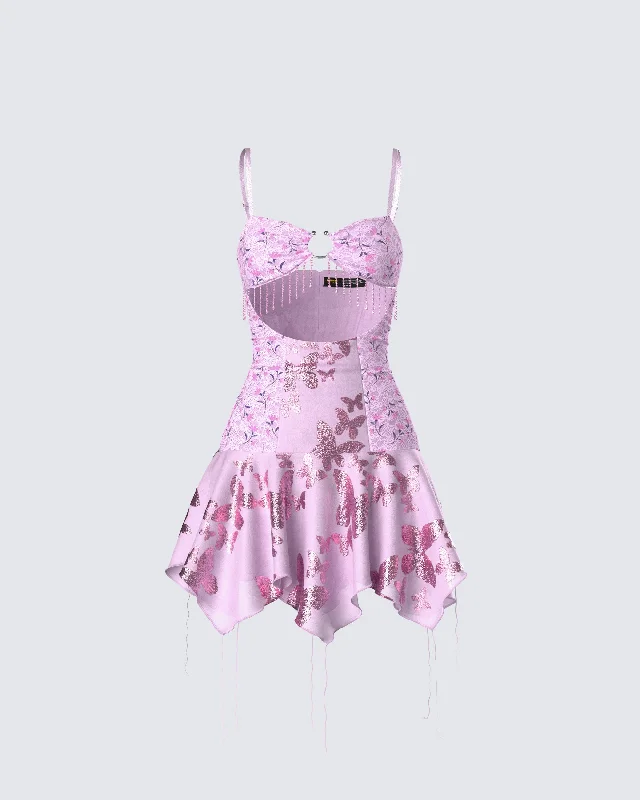 Quick Sale evening dressJaxie Pink Lace Sequin Micro Mini Dress