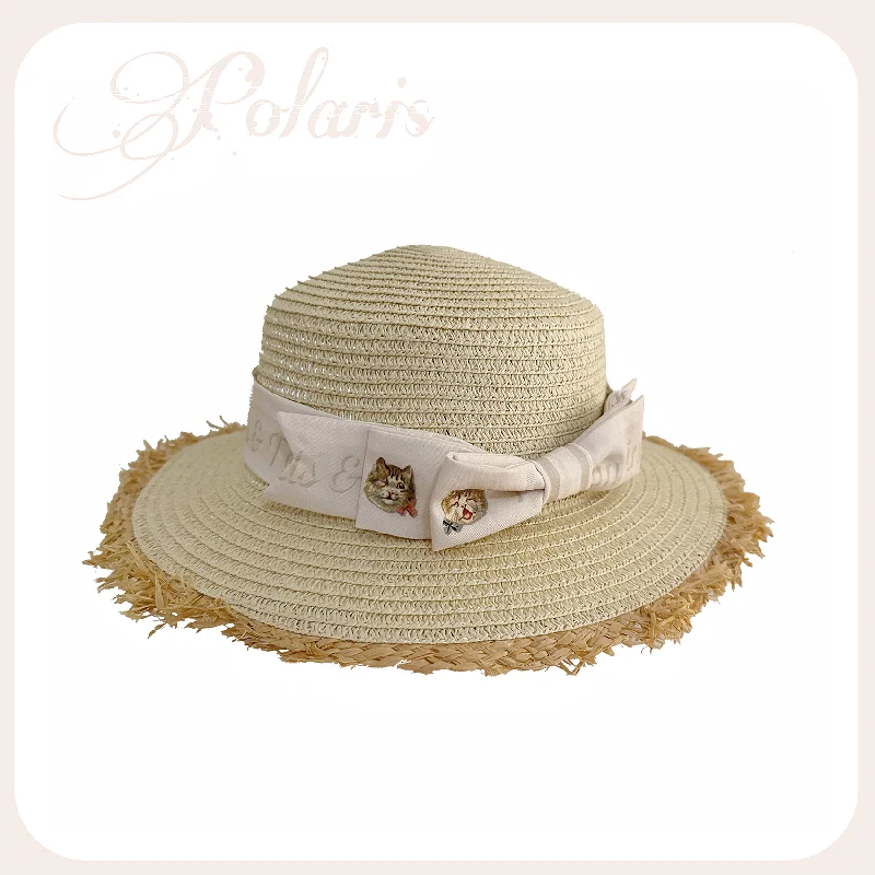 beige straw hat(with a hatband) only