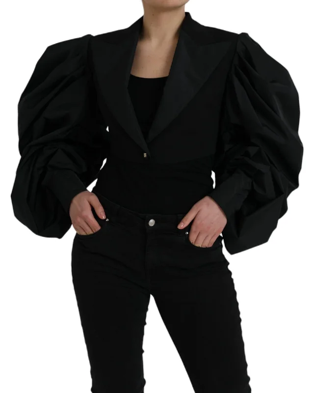 Price Slash long-sleeve winter jacketDolce & Gabbana Polyester Puffed Sleeves Cropped Jacket