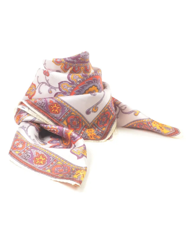 trendy puffer coatOff white & Purple Paisley Print Scarf - S