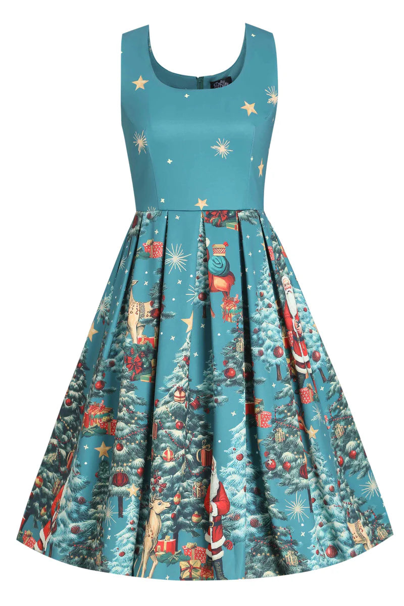Epic Deals lace-up dressAmanda Christmas Santa Dress in Dark Cyan