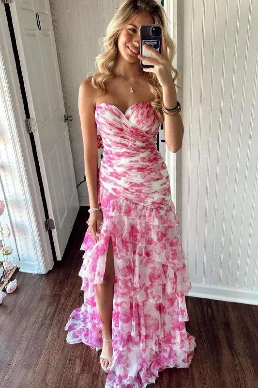 Final Clearance fitted dressSweetheart Floral Ruched Ruched Long Formal Dress