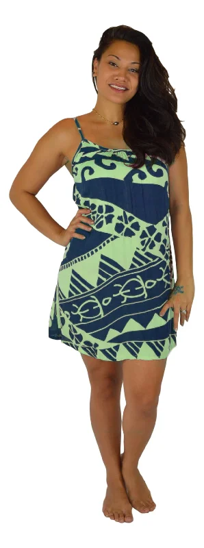 Savings Event Aloha Royale - Bali Dress - Short - Holoholo - Blueberry and Seaglass