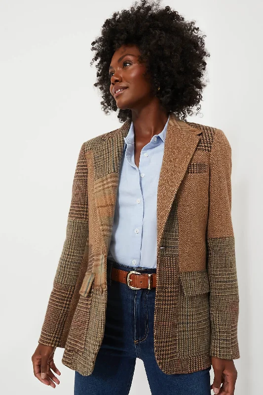 classic bomber jacketOlive Brown Multi Patchwork Heritage Blazer