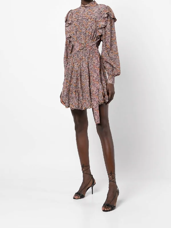 long sleeve dressLuna Paisley-Print Mini Dress in Goldenrod