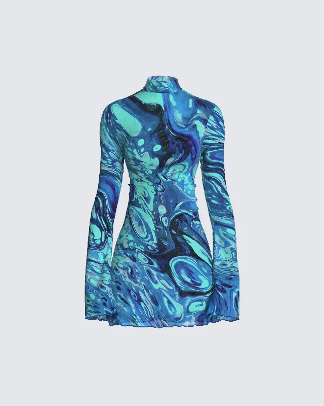 Super Sale relaxed fit dressDakota Turquoise Print Mini Dress