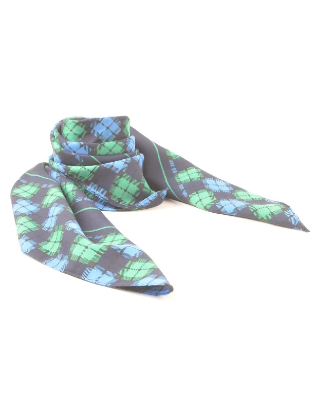 relaxed fit coatNavy & Green Checked Head Scarf - M