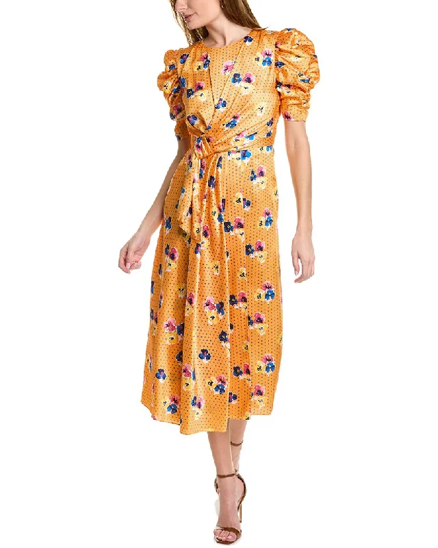 long-sleeve floral dressCarolina Herrera Knot Midi Dress