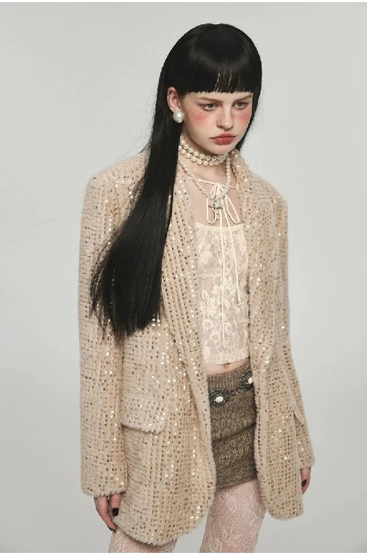 Reduced Prices cozy coatPink Bead Sequin Blazer