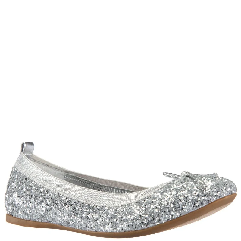 Price Cut lace dressNina Kids Esther Silver Sparkle Flat