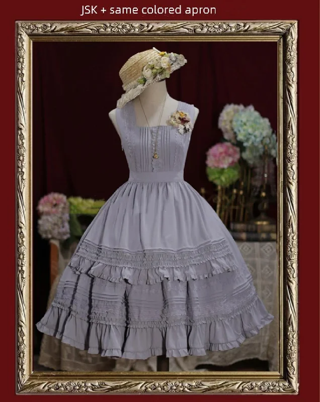 Final Markdown playful dressTiny Garden~Nocturne Reminiscence~Elegant Lolita JSK Dress Multi-Wear Apron Dress Set